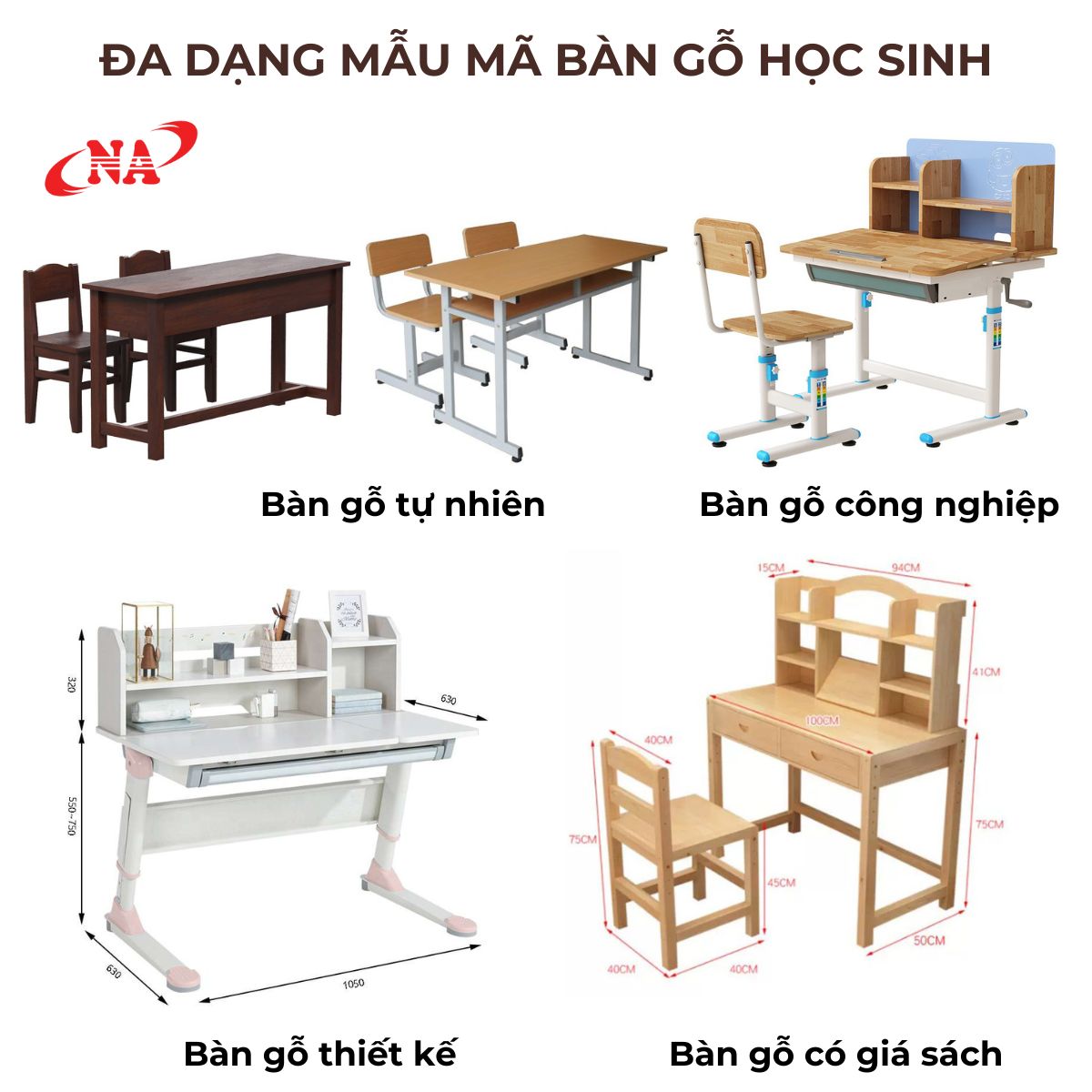 Bàn gỗ học sinh đa dạng mẫu mã