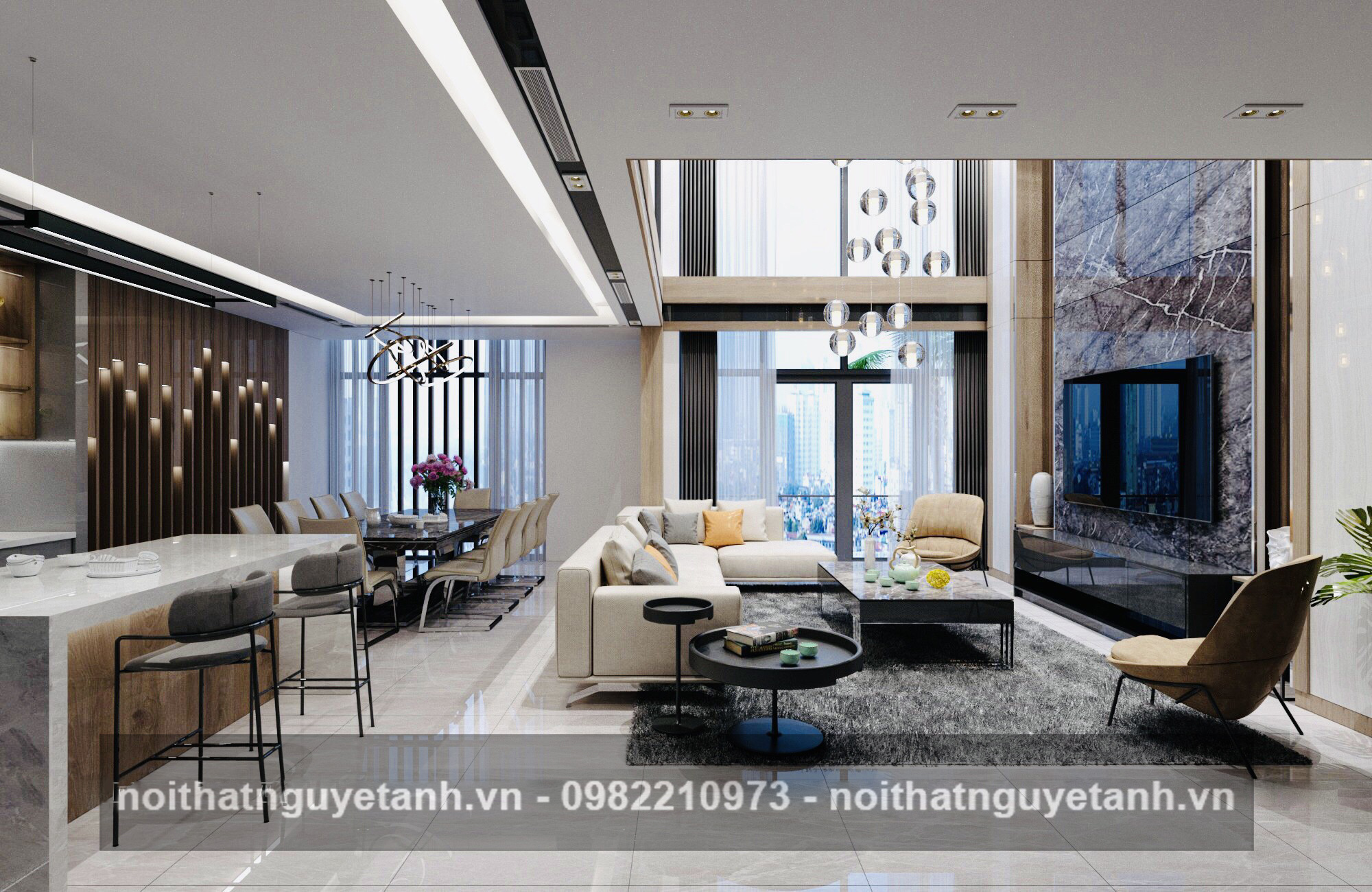 Nội thất phòng khách sang trọng hiện đại - Nội thất Nguyệt Ánh